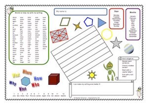 Writing Mat with High Frequency Words - Right Handed